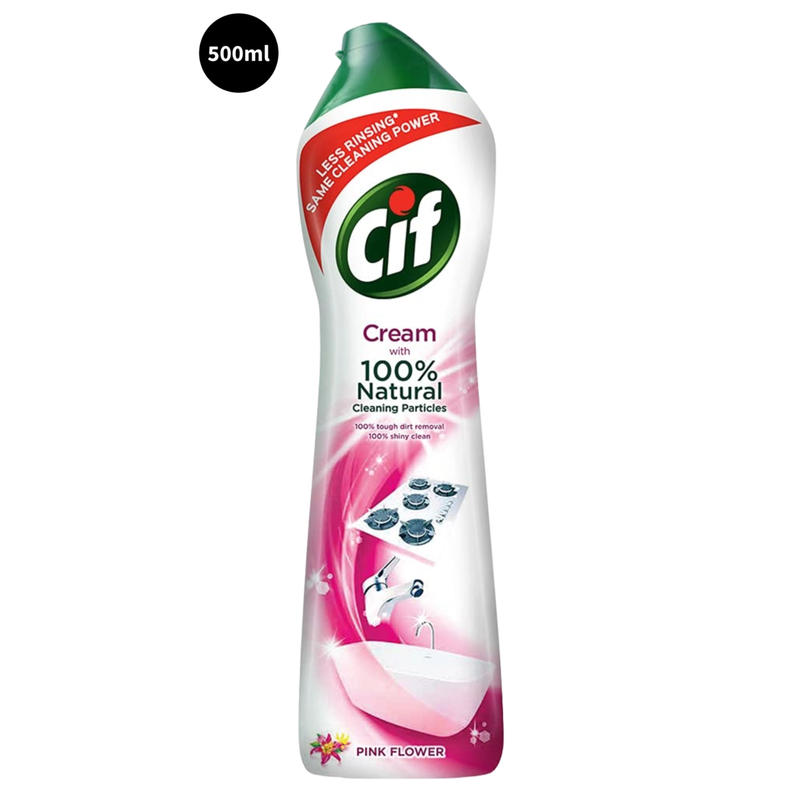 Cif With Natural Pink Tough Dirt Cleaning Crème a Recurer 500ml