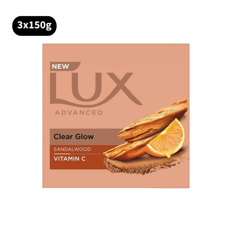 Lux Sandalwood Vitamin C Bathing Bar Advanced Clear Glow (3X150gm)