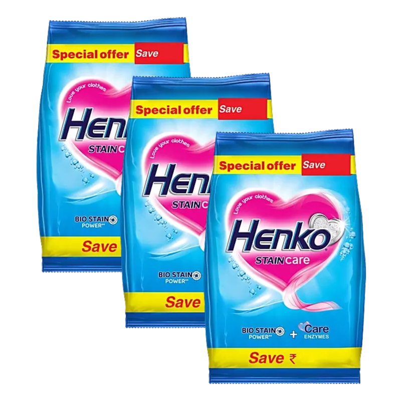 Henko Stain Care Bio Stain Detergent Powder 500g Pack of 3