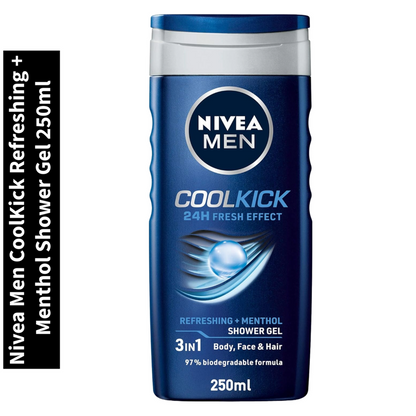 Men CoolKick Nivea Refreshing + Menthol Shower Gel 250ml