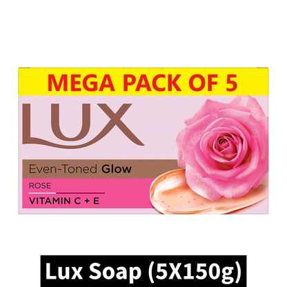 Lux Even-Toned Glow Rose Soap (5X150gm)(Pack of 1)