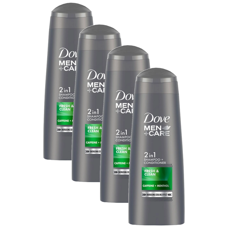 Dove Men+Care Fresh & Clean 2 in 1 Shampoo + Conditioner 340ml Pack of 4