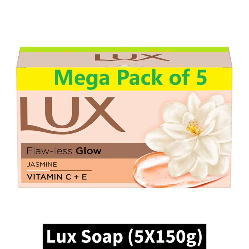 Lux Flaw-Less Glow Jasmine Soap (5X150gm)(Pack of 1)