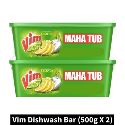 Vim Lemons Maha Tub Dishwash Bar (500g X 2m)(Pack of 1)