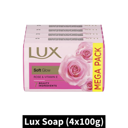 Lux Even-Toned Glow Rose Soap (4x100gm)(Pack of 1)