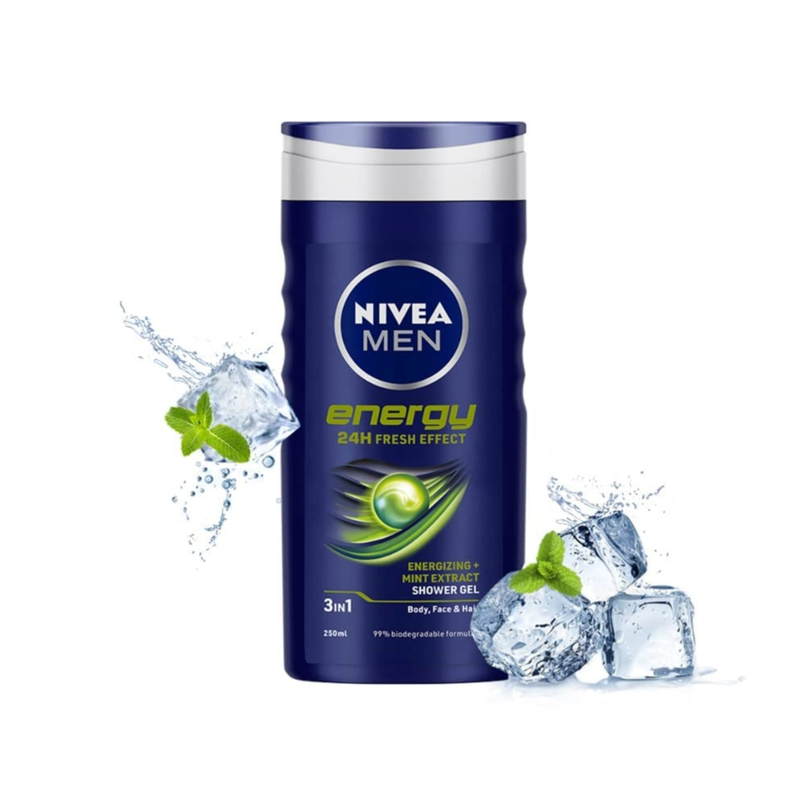 Nivea Men Energy Energizing + Mint Extract Shower Gel 250ml Pack of 4