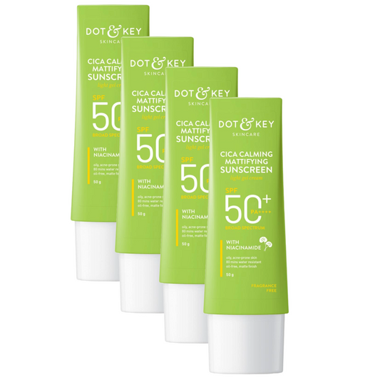 Dot & Key Skincare Cica Calming Mattifying Sunscreen SPF 50 PA++++ 50g Pack of 4