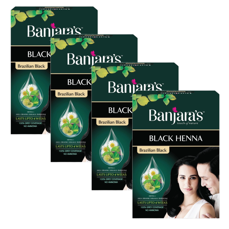 Banjara's Brazilian Black Henna Hair Color 54g Pack of 4