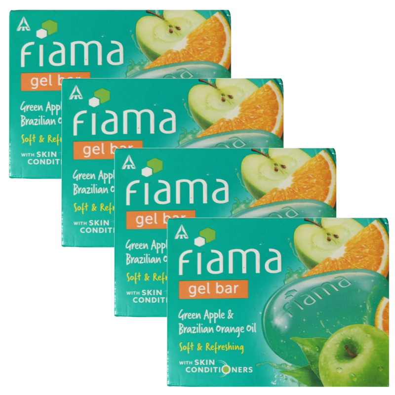 Fiama Green Apple & Brazilian Orange Oil Soft & Refreshing Gel Bar 125g Pack of 4