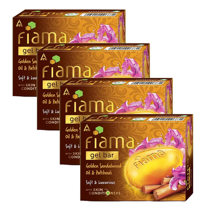 Fiama Golden Sandalwood Oil & Patchouli Soft & Luxurious Gel Bar 125g Pack of 4