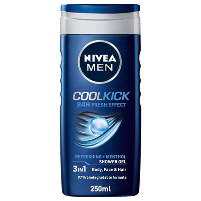 Nivea Men CoolKick Refreshing + Menthol Shower Gel 250ml