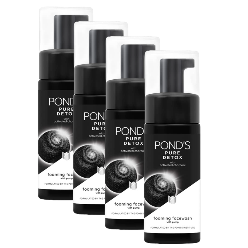 Ponds Pure Detox Activated Charcoal Foaming Face Wash 150ml Pack of 4