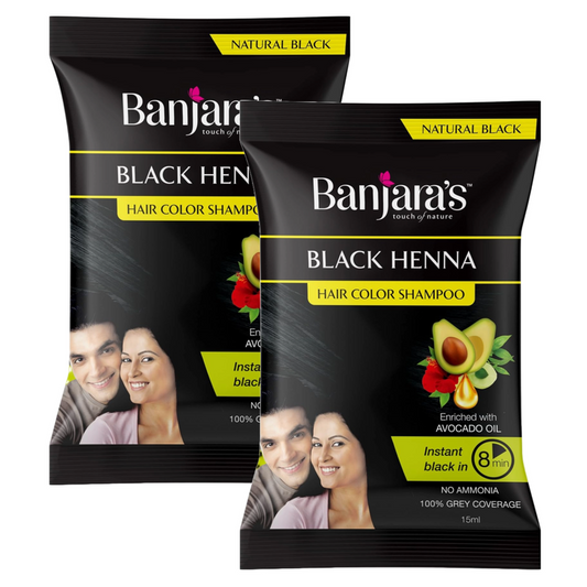 Banjara's Natural Black Henna Hair Color Shampoo 15ml Pack of 2