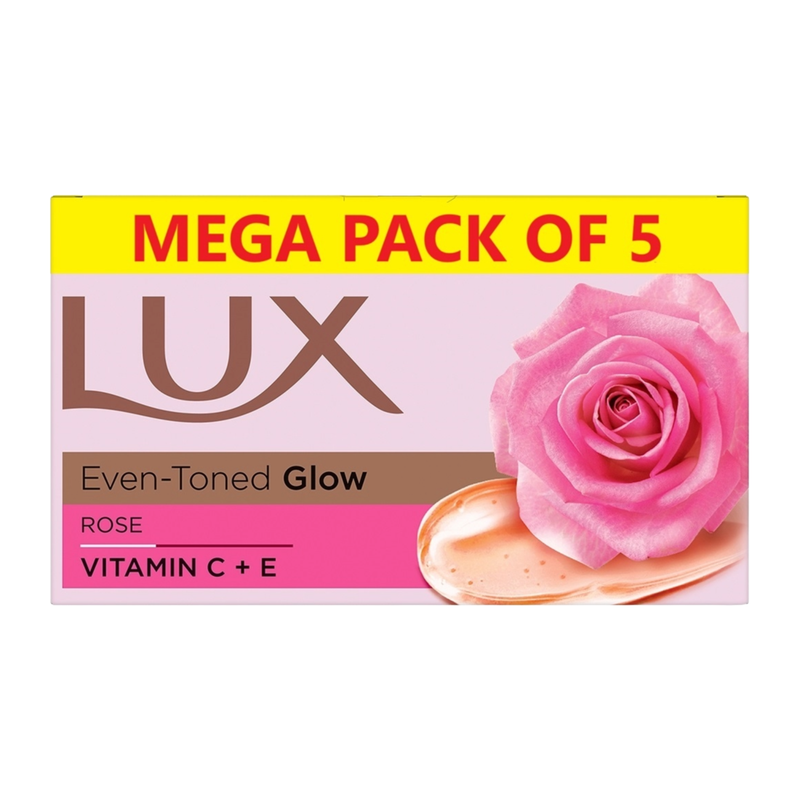 Lux Even-Toned Glow Rose Vitamin C + E Soap (5X150g)