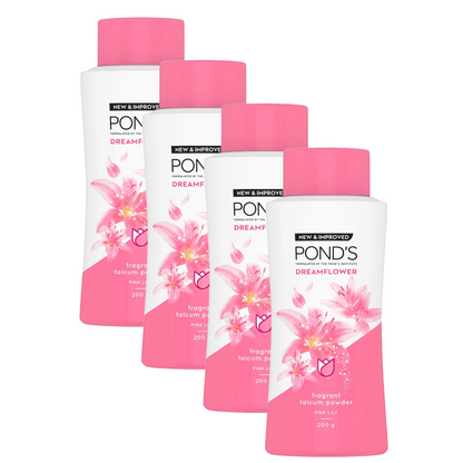 Ponds Dreamflower Frangrant Pink Lily Talcum Powder 200g Pack of 4