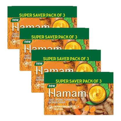 Hamam 100% Pure Turmeric Scrub Soap (3x150g) Pack of 4