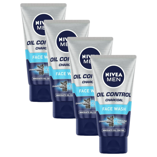 Nivea Men Oil Control Charcoal Cooling Menthol Face Wash 100g Pack of 4