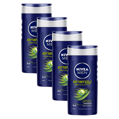 Nivea Men Energy Energizing + Mint Extract Shower Gel 250ml Pack of 4