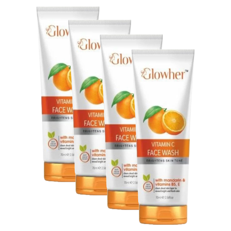 Glowher Vitamin C Brightens Skin Tone Face Wash 70ml Pack of 4