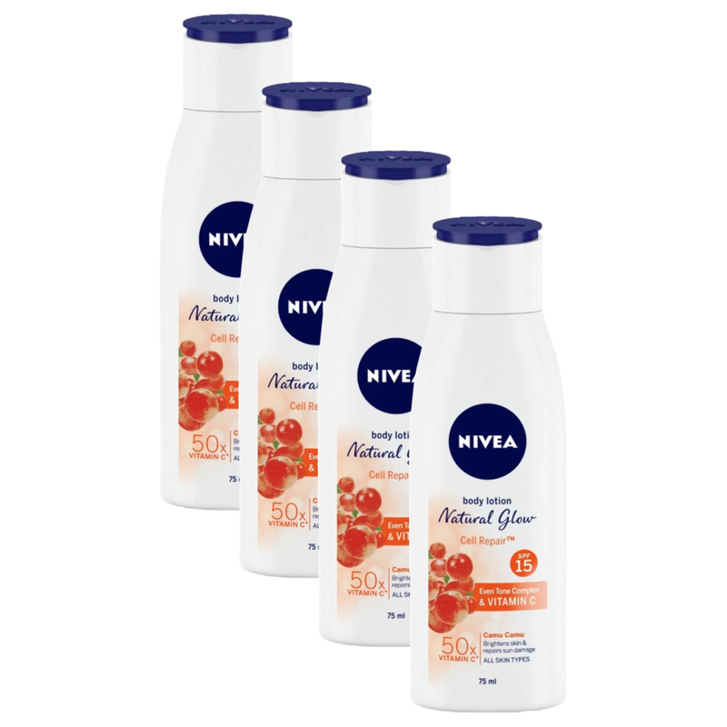 Nivea Natural Glow Cell Repair SPF 15 Even Tone Lotion 75ml Pack of 4