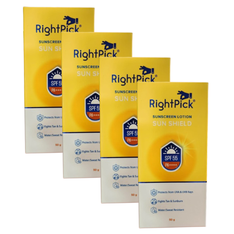 RightPick Sun Shield SPF 55 PA++++ Sunscreen Lotion 50g Pack of 4