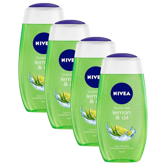 Nivea Lemon & Oil Naturally Caring & Refreshing Shower Gel 250ml Pack of 4