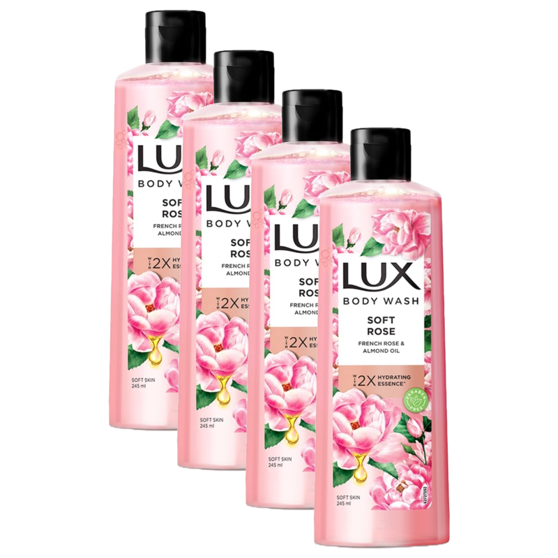 Lux Soft Rose French Rose & Almond Oil Body Wash 245ml Pack of 4