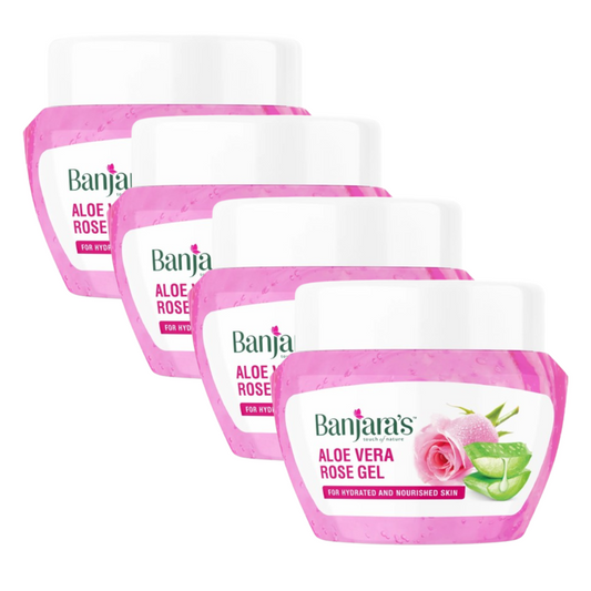 Banjaras Aloe Vera Rose Hydrated & Nourished Gel 100g Pack of 4