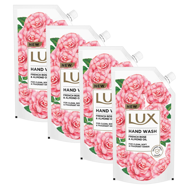 Lux French Rose & Almond Oil For Clean & Soft Hand Wash 675ml Pack of 4