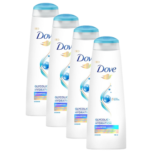 Dove 5% Hydra Glycol Glycolic + Hydration Shampoo 180ml Pack of 4