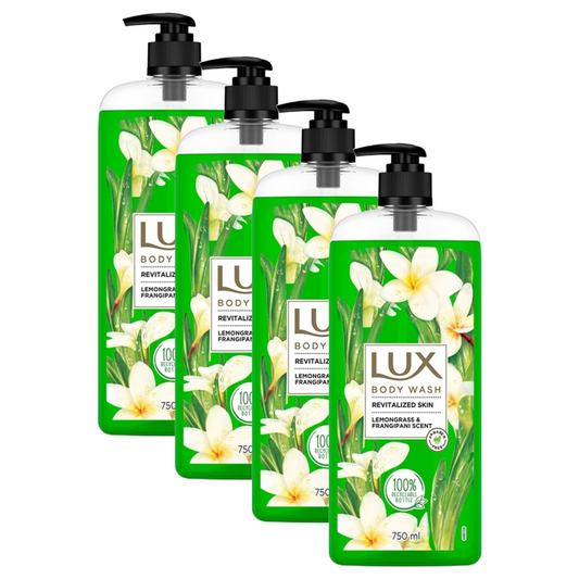 Lux Revitalized Skin Lemongrass & Frangipani Scent Body Wash 750ml Pack of 4