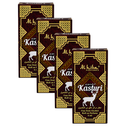 Alhiba Kasturi Roll On Perfume 6ml Pack of 4