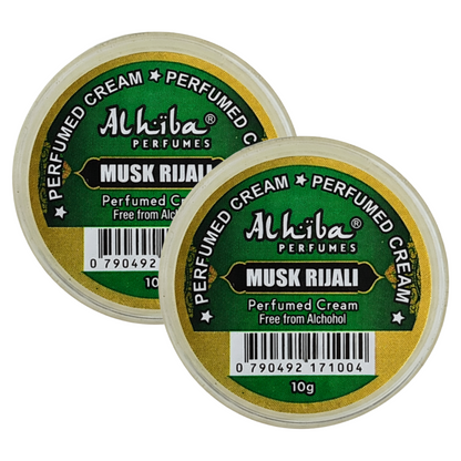 Alhiba Musk Rijali Perfume Body Cream 10g Pack of 2