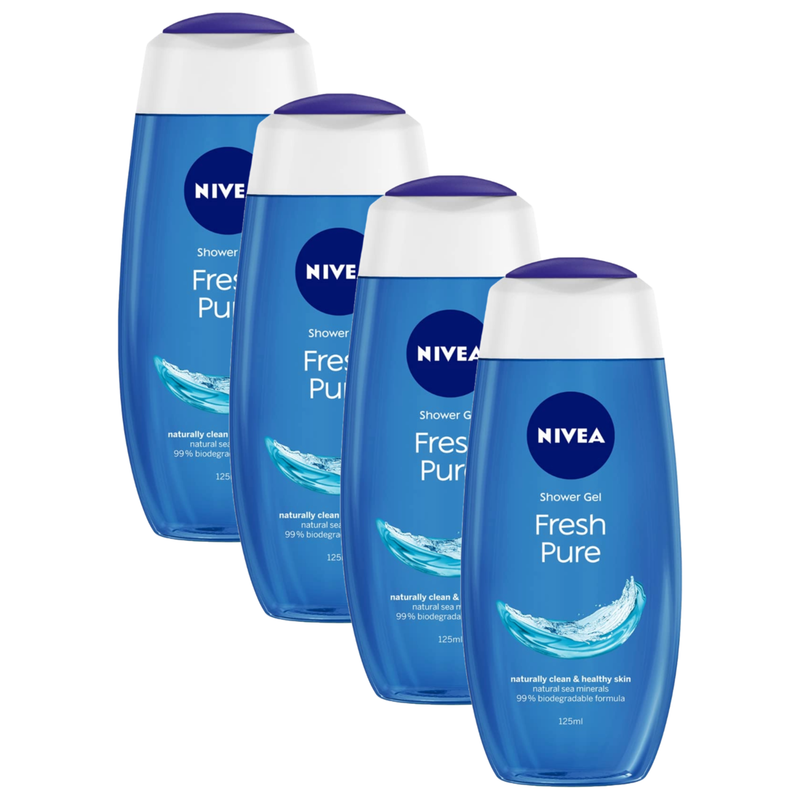 Nivea Fresh Pure Naturally Clean & Healthy Skin Shower Gel 125ml Pack of 4