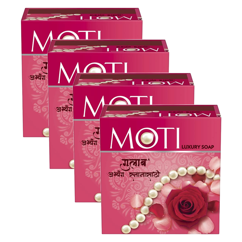 Moti Luxury Rose Abhyanga For Bathing Soap 75g Pack of 4