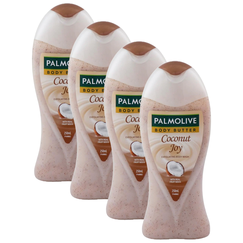 Palmolive Coconut Joy Butter With Real Fruit Seeds Body Wash 250ml Pack of 4