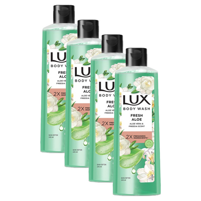 Lux Fresh Aloe Aloe Vera & Freesia Scent Body Wash 245ml Pack of 4