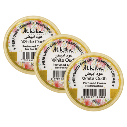 Alhiba White Oudh Perfume Body Cream 10g Pack of 3