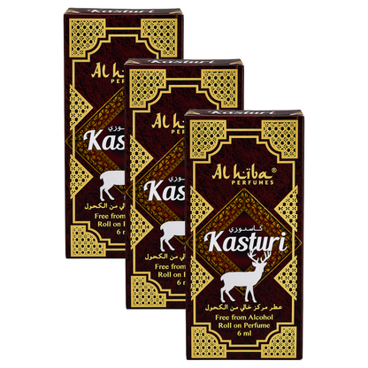 Alhiba Kasturi Roll On Perfume 6ml Pack of 3