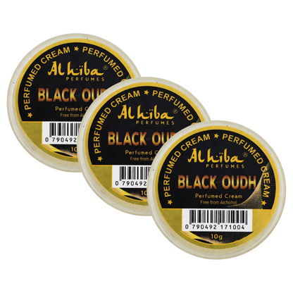 Alhiba Black Oudh Perfume Body Cream 10g Pack of 3