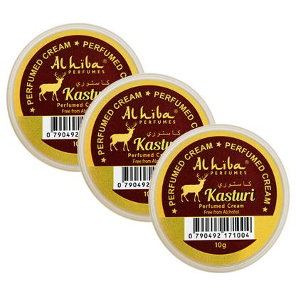Alhiba Kasturi Perfume Body Cream 10g Pack of 3