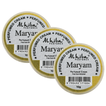 Alhiba Maryam Perfume Body Cream 10g Pack of 3