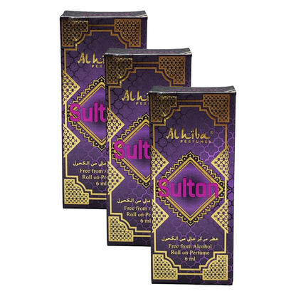 Alhiba Sultan Roll On Perfume 6ml Pack of 3