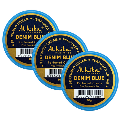 Alhiba Denim Blue Perfume Body Cream 10g Pack of 3