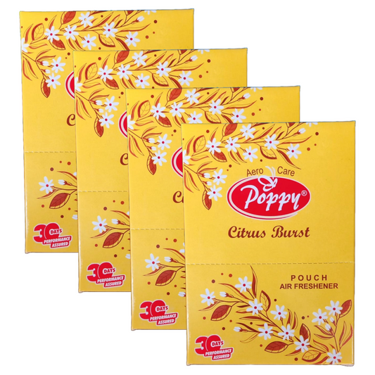 Poppy Natural Fresh Citrus Burst Pouch Air Freshener 6x10g Pack of 4