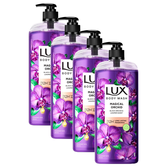 Lux Magical Orchid Black Orchid & Juniper Scent Body Wash 750ml Pack of 4