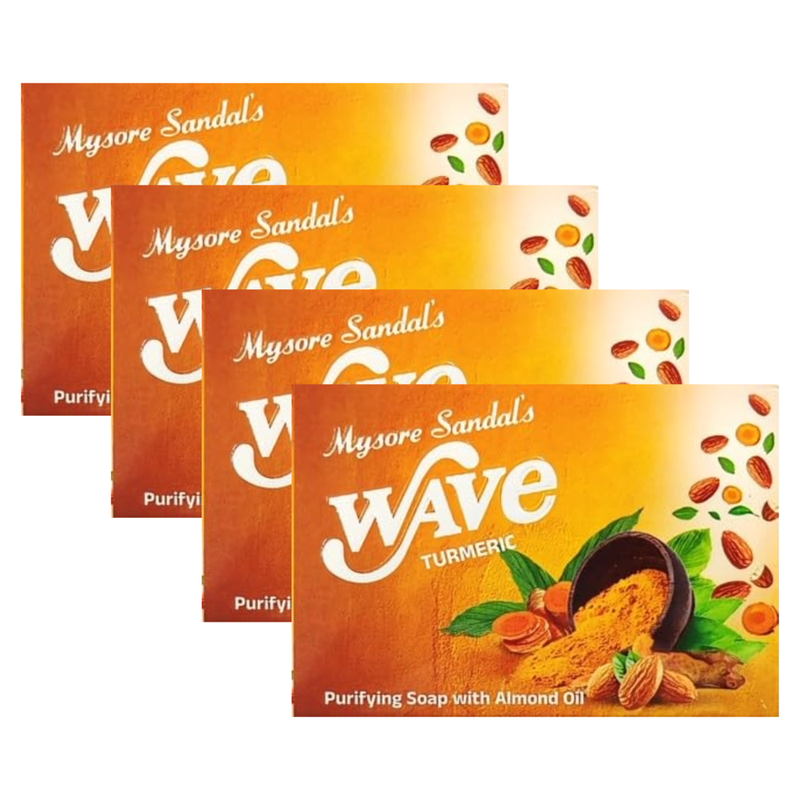 Mysore Sandal Wave Turmeric Purifying With Almond Oil Soap 100g Pack of 4