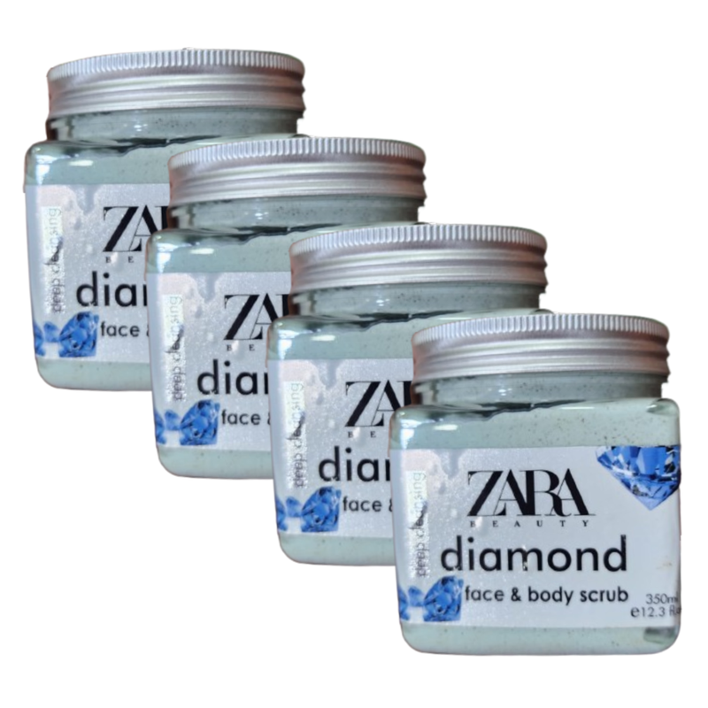 Zara Beauty Deep Cleansing Diamond Face & Body Scrub 350ml Pack of 4