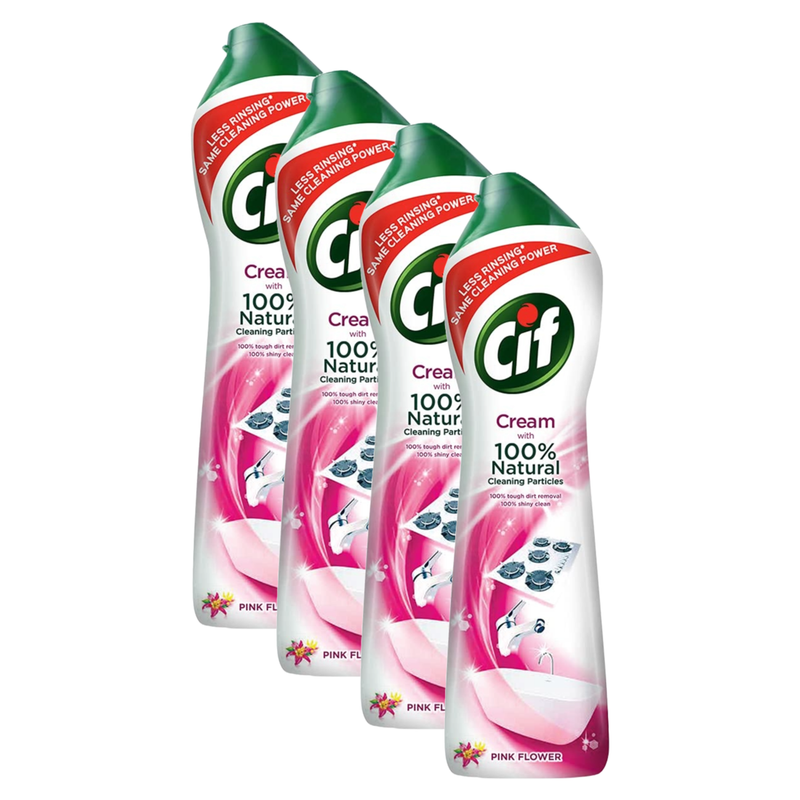 Cif Crème a Recurer With Natural Pink Tough Dirt Cleaning 500ml Pack of 4