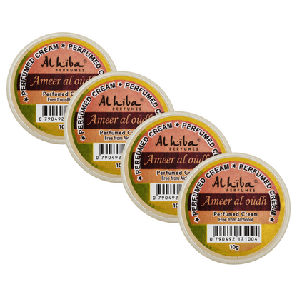 Alhiba Ameer Al Oudh Perfume Body Cream 10g Pack of 4